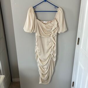 ASTR the Label Cream Ruched Dress - Size M